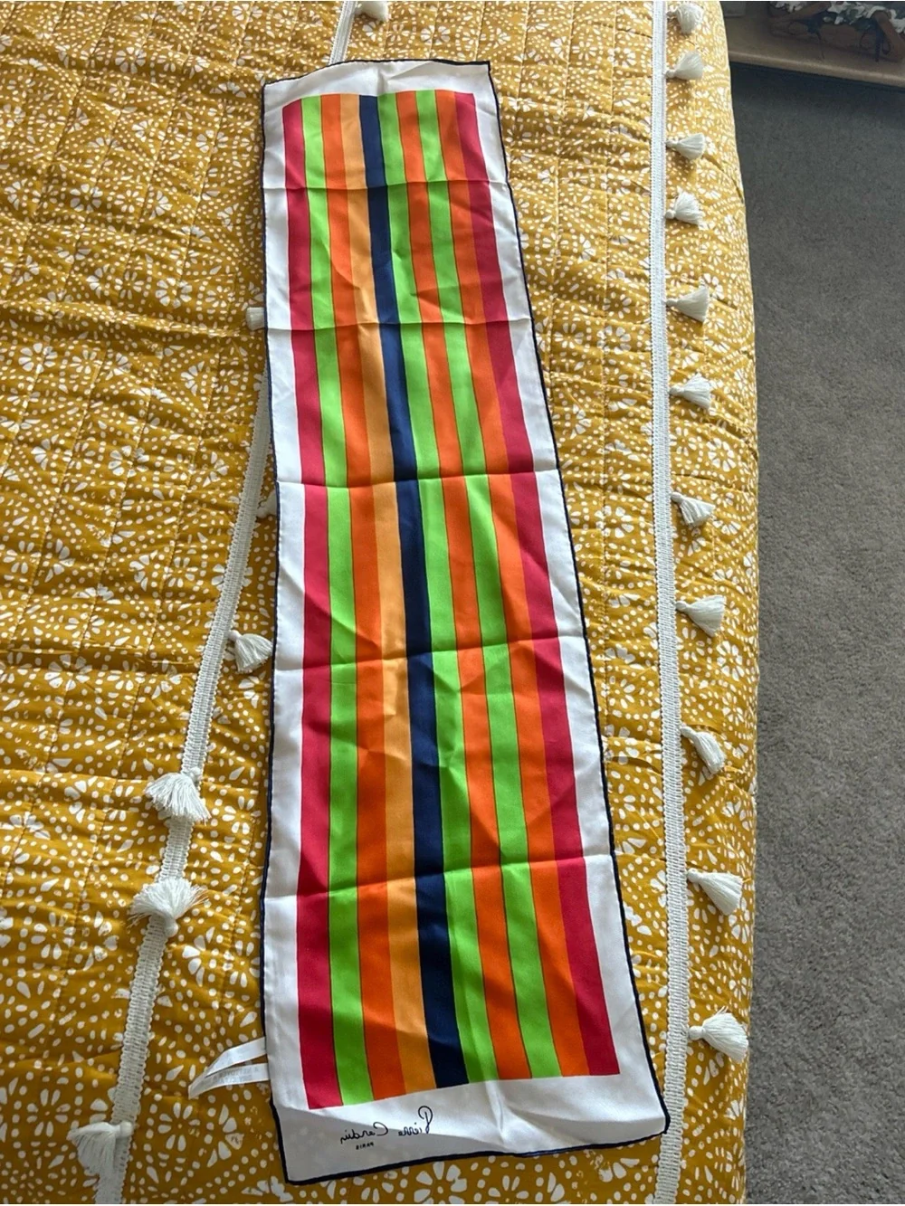 Pierre Cardin Bright Multicolor Vertical Stripe Silk Scarf Vintage